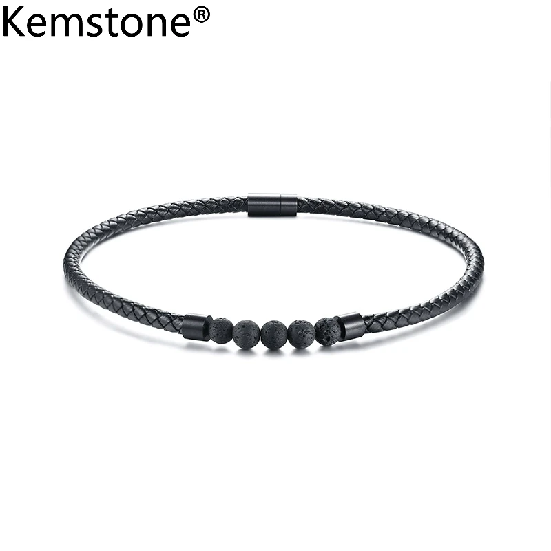 Мужской классический ошейник Kemstone ожерелье из натуральной лавы 44