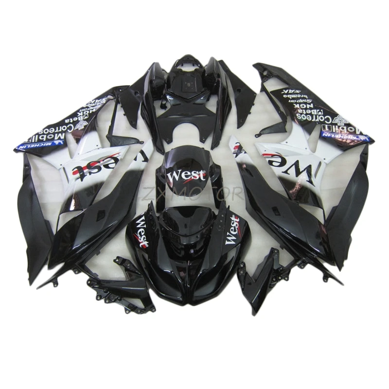 

West Injection Bodywork Fairing 100% Fit For 2009-2012 Kawasaki ZX6R White Black Premium fairings kits ZX6R 09-12 XC13