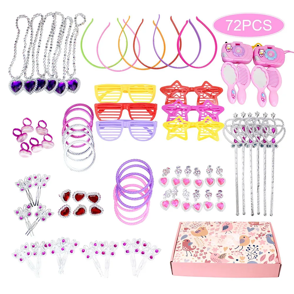 72PCS Girl Hair Dressing Jewelry Accessories Set Pretend Play Princess Game Colorful Dress Up Fashion Party Toy For Kids | Игрушки и