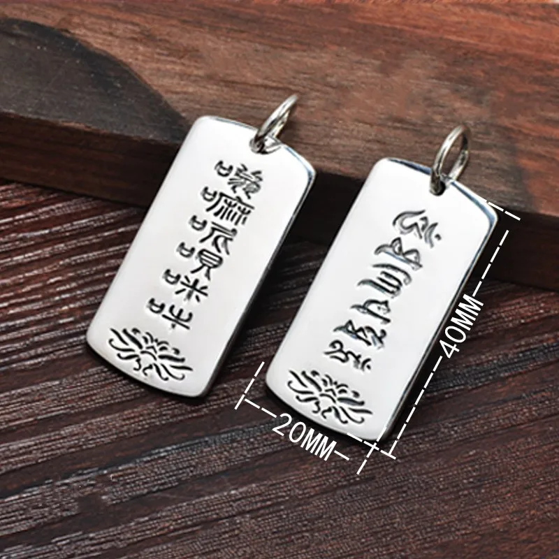 

BOCAI 100% New S999 Pure Silver Jewelry, Six-character Mantra/Da Ming Mantra Lotus/Glossy Good Luck Men's and Women's Pendant