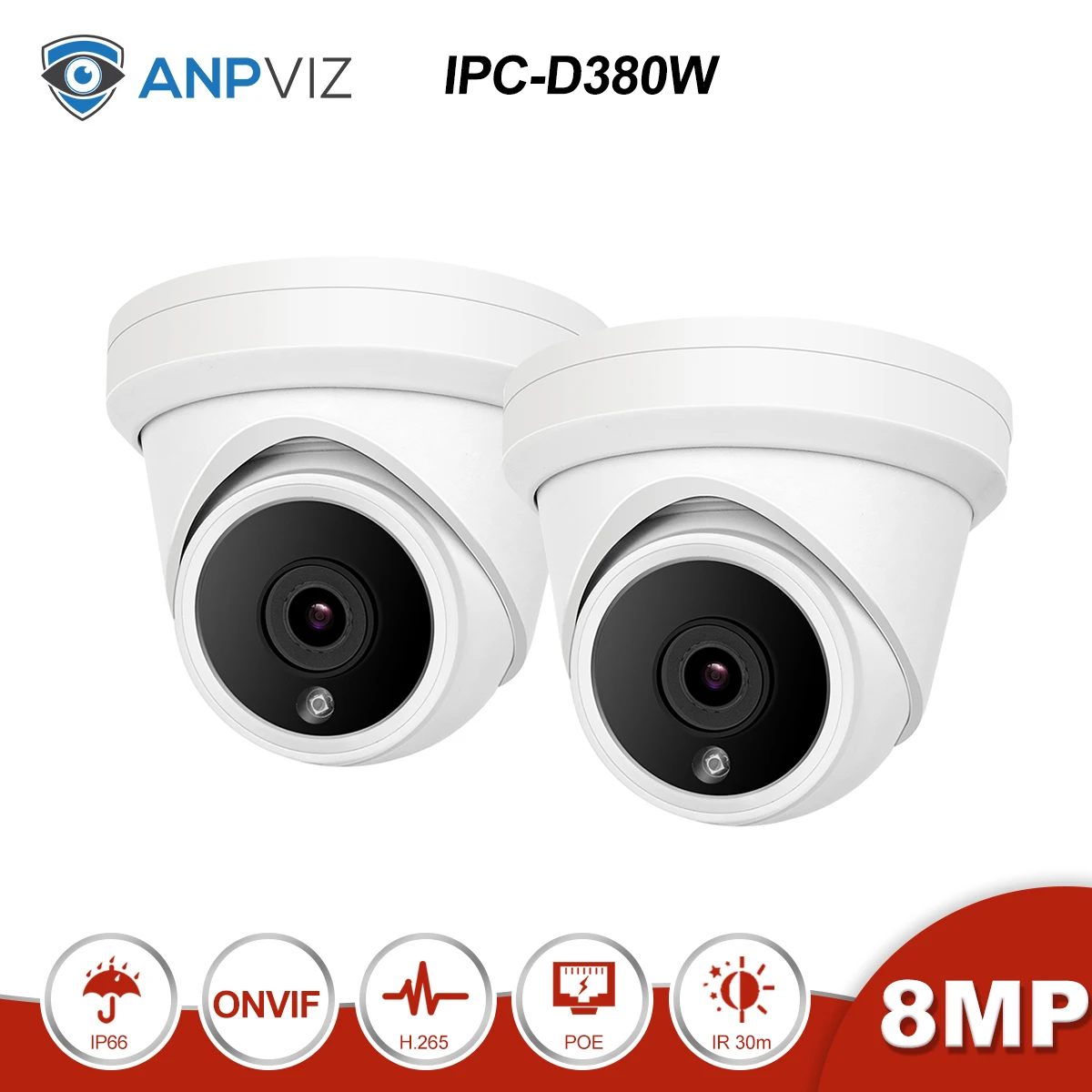 Only 2 White cams Anpviz 8CH 4K NVR 8MP купольная POE ip-камера для дома/улицы ONVIF H.265 системы безопасности комплект CCTV видеонаблюдения Комплекты NVR - Цвет: Only 2 White cams