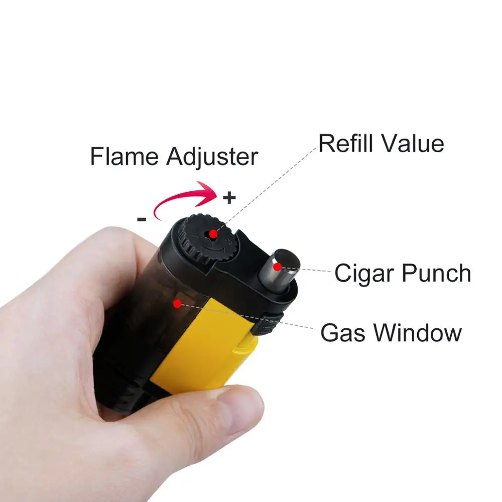 Фонарь зажигалка для сигар тройная струя пламени ветрозащитный бутан