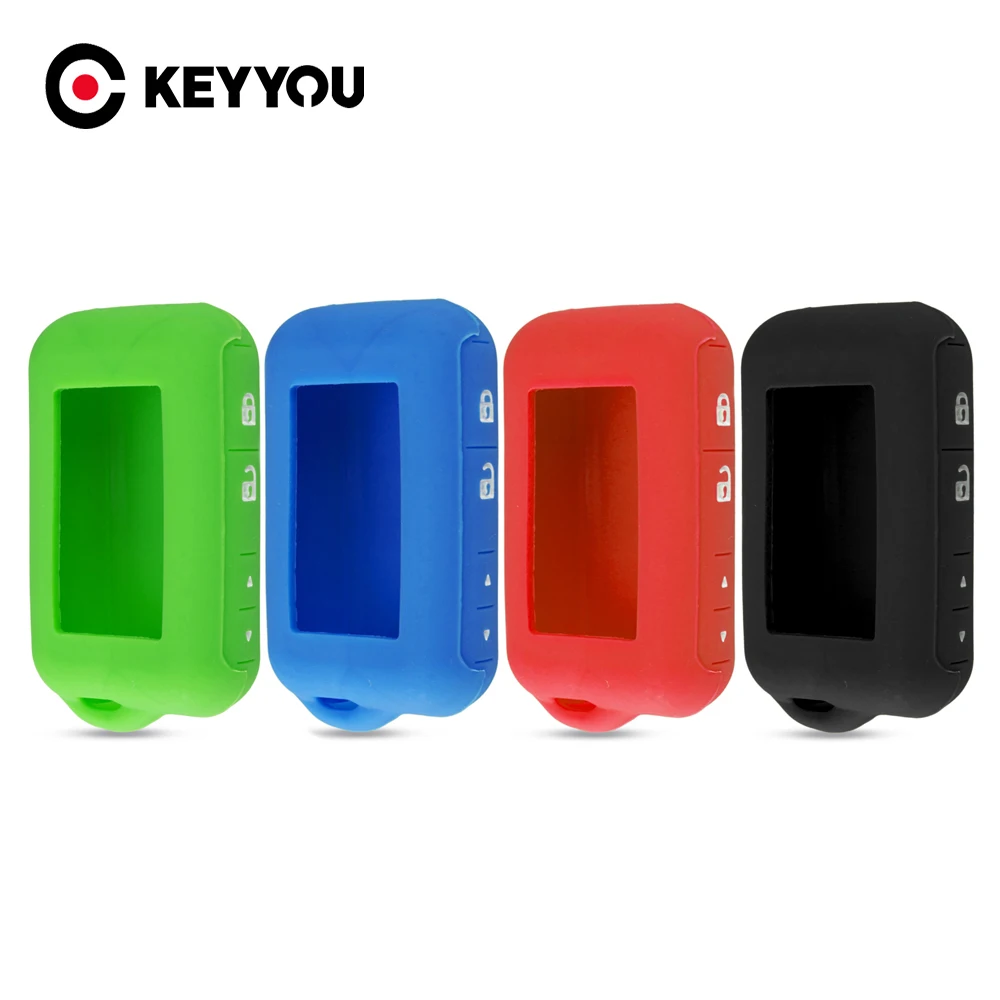 

KEYYOU For Starline E60 E61 E66 E63 E66 E90 E91 E61 E95 2-Way Car Alarm LCD Remote Controller Keychain Silicone Case Car Key