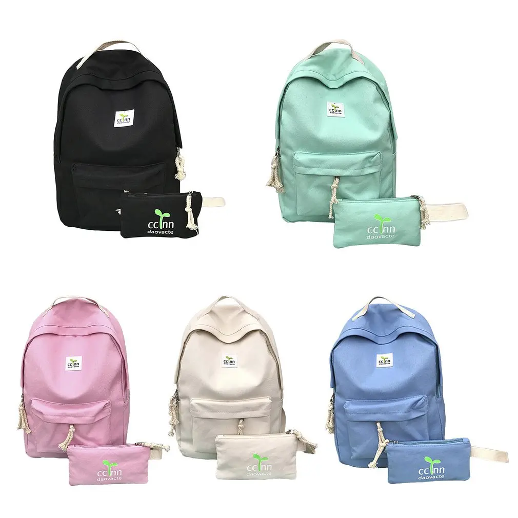 Newest 2020 Women Backpack 2 pcs/set Solid Casual Canvas Backpacks For Adolescent Girls Rucksack ZX283701 |