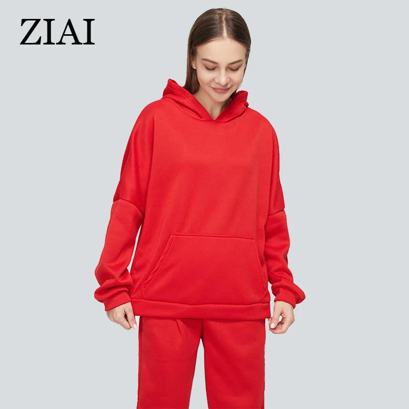 

ZIAI 2021 новые толстовки, свитшоты, брюки, костюмы, повседневный спортивный костюм, весна и осень, красный комплект из двух предметов, женская м...