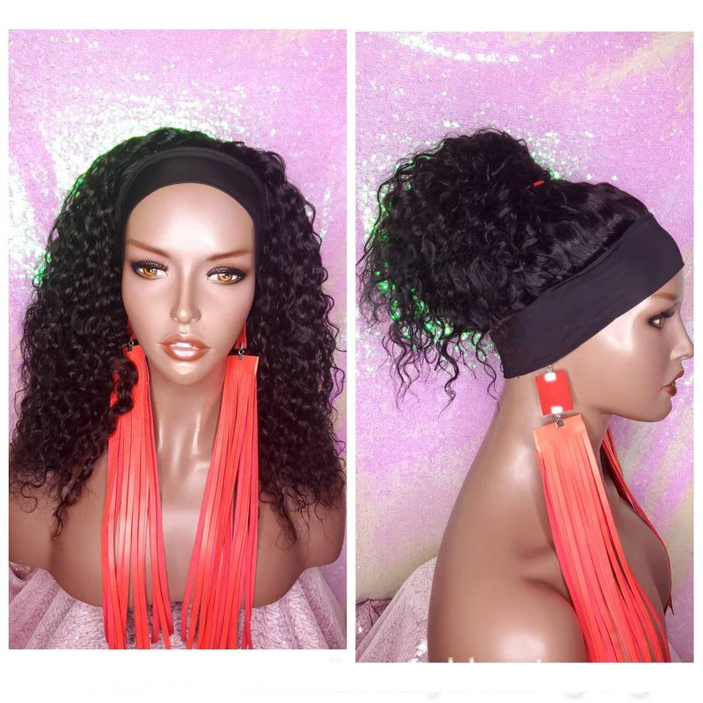 

Affordable Head band Wig Water Wave Brazilian Remy 100% Human Hair Natural Hair Half Wig Hair Headband Wig