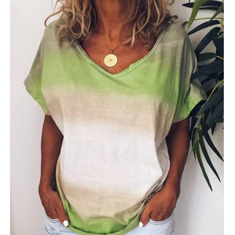 Женские футболки с радужной графикой летние топы градиентом и принтом больших