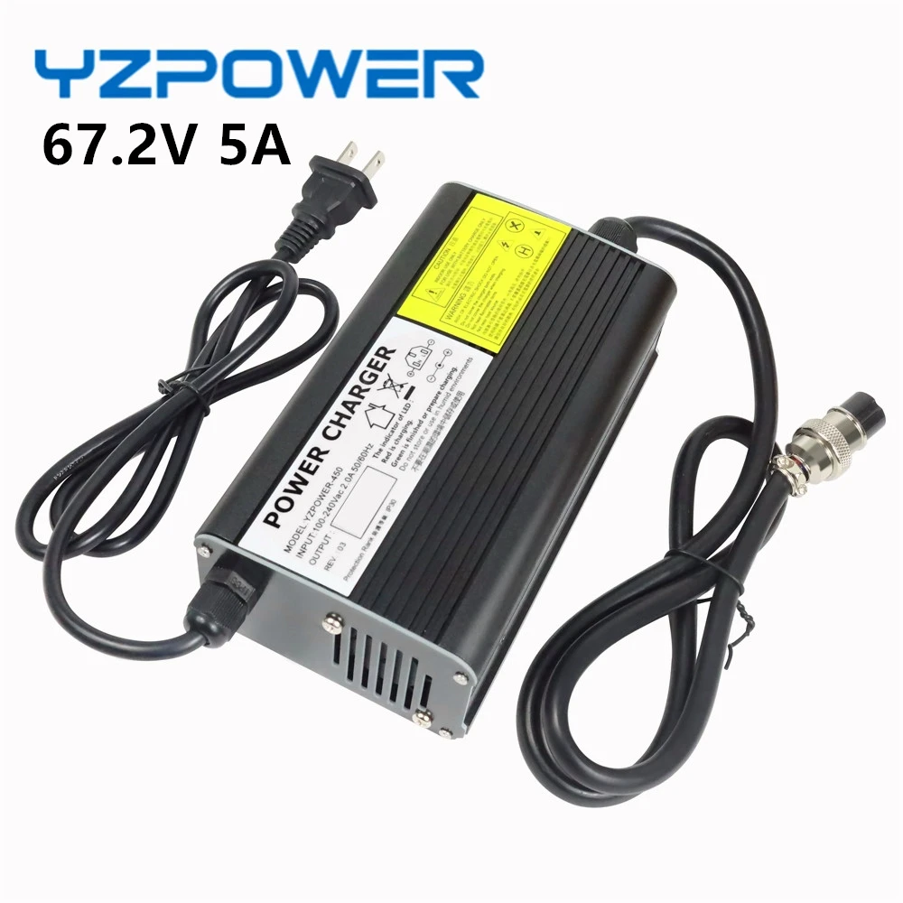 Carregador de Bateria de Lítio para 16s Yzpower Rápido Lipo Li-ion Bateria Elétrica E-bike Ferramentas Inteligentes Auto-parar 67.2v 5a 60v
