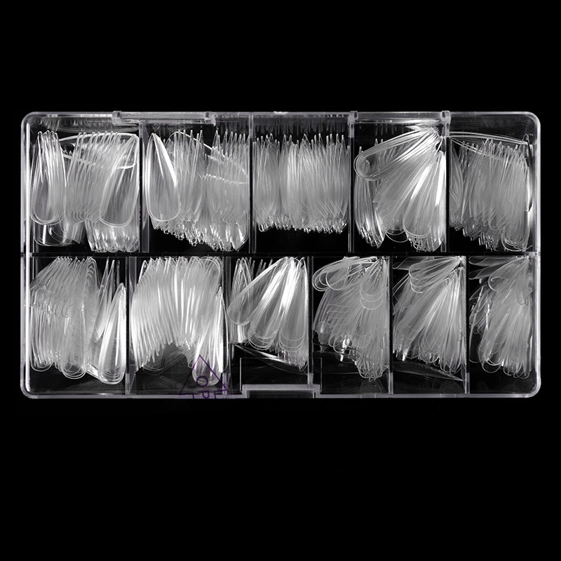 

504 Pcs/Box Fake Nails Transparent False French Nail Tips Artificial Acrylic Ballerina Coffin Manicure Design Set DIY Tool