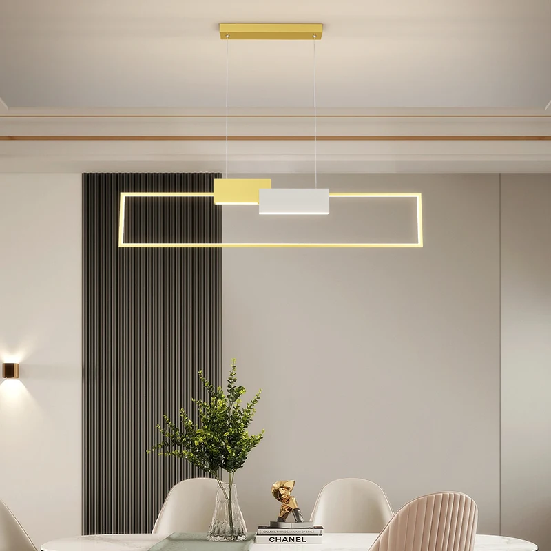 

Nordic Modern LED Restaurant Chandelier Simple And Creative Long-Shaped Lamp Cafe Dining Table Dining Room Art Bar Fixtures