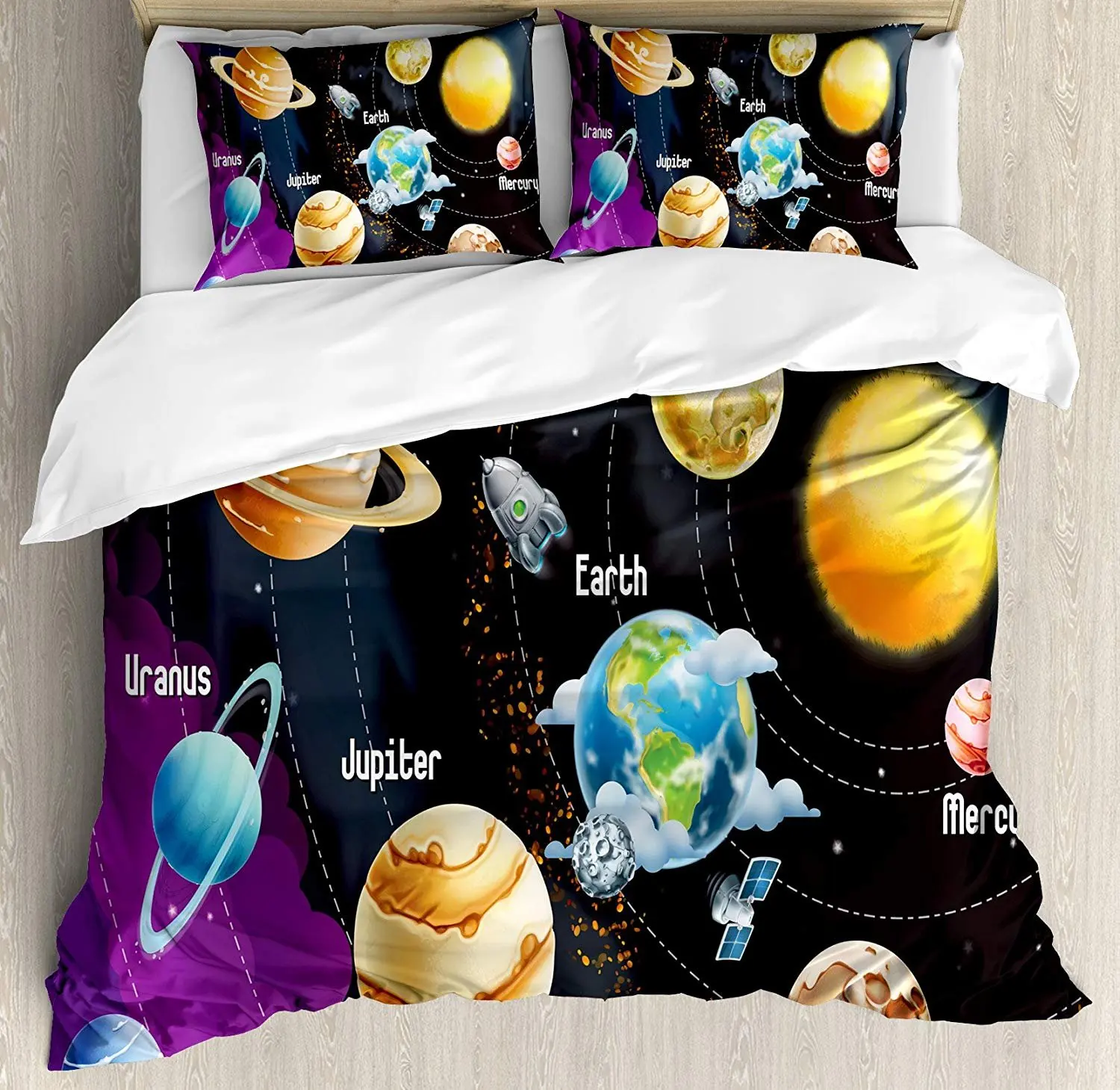 

Комплект постельного белья с изображением космического пространства, солнечная система планет, Млечный путь, Нептун, венерина, Меркурий, сф...
