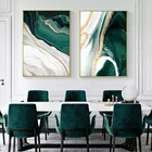 Абстрактный зеленый абстрактный мраморный холст, Постер без рамки, Золотая художественная Настенная картина, домашний дизайн, эстетическое украшение для гостиной