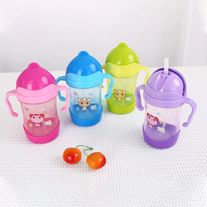 

280 мл детская соломенная чашка для обучения питью милые Мультяшные животные Дети Школа прозрачная термальная бутылка для воды Молоко Фрукт...