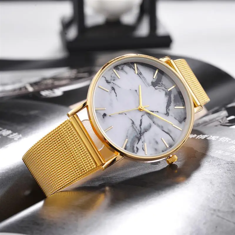 Женские новые модные часы розовое золото из нержавеющей стали с сетчатым