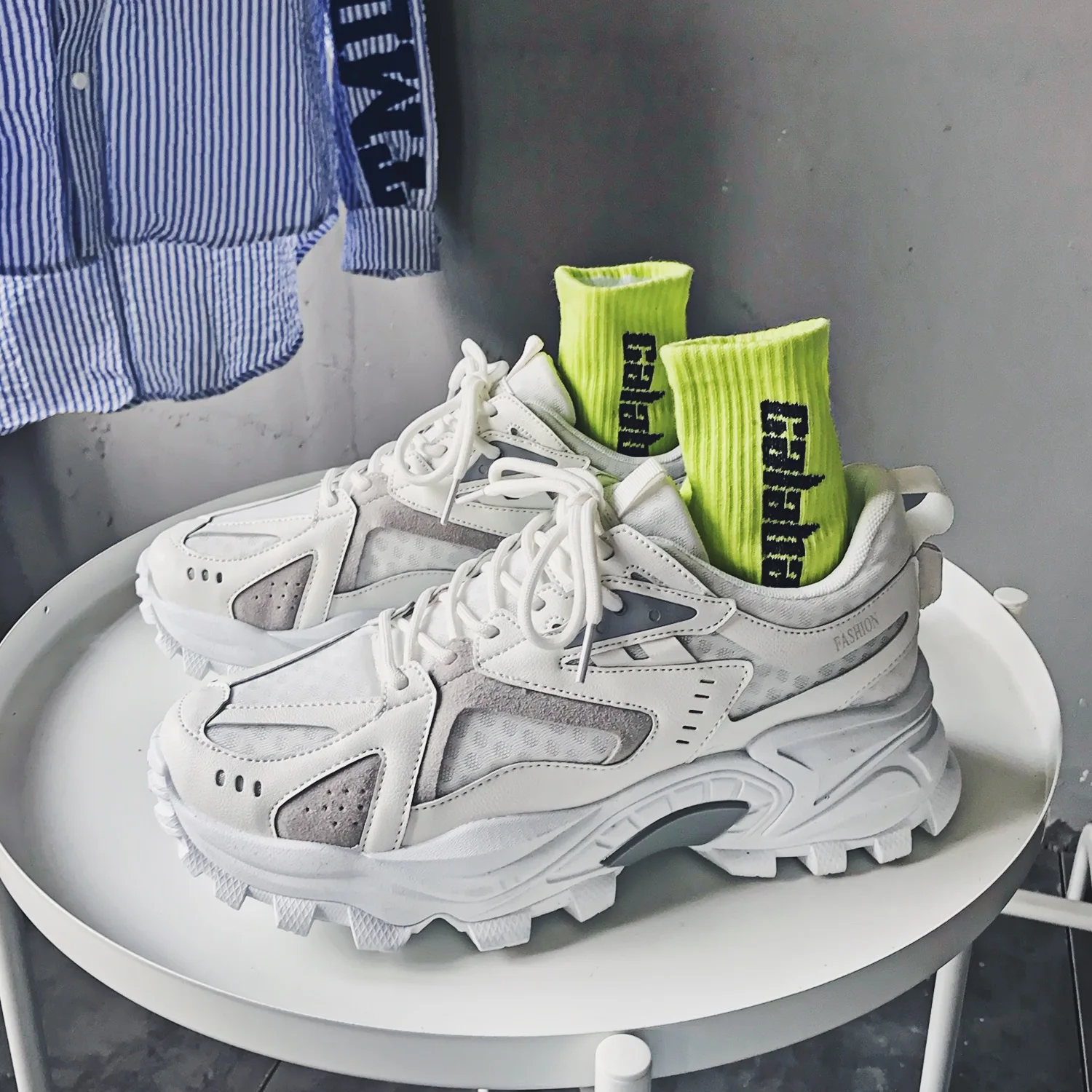 

2021 Spring The New Men's Sneakers Rubber Height Increasing Leisure Comfortable Light Running Shoes Lace-Up Non-slip Low