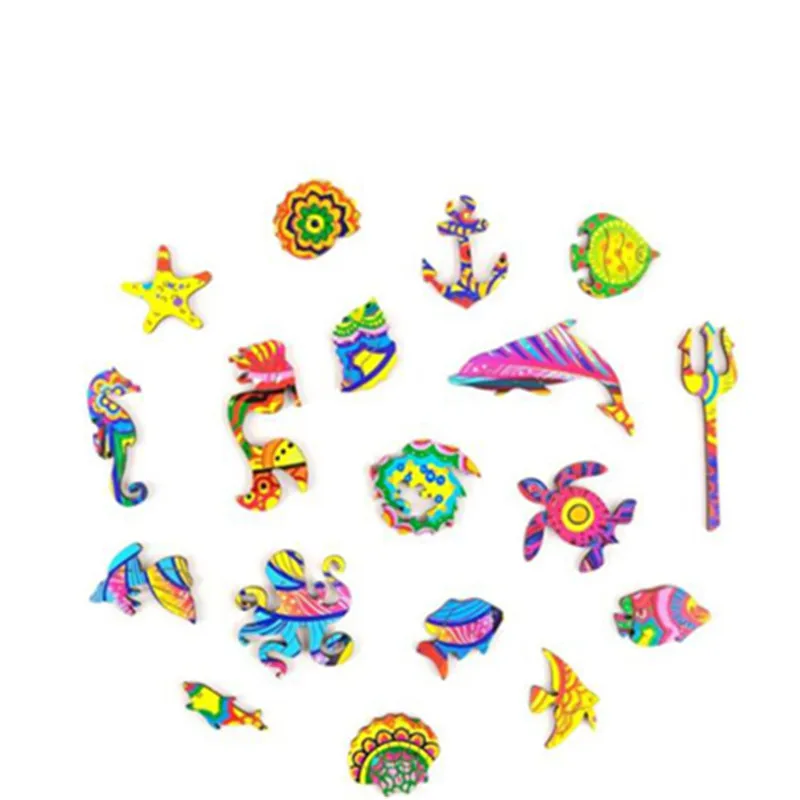 

Newest Unique Wooden Animal Fish Jigsaw DiIY Education Toys Wooden Best Gift for Kids Interactive Family Games Toys For Children