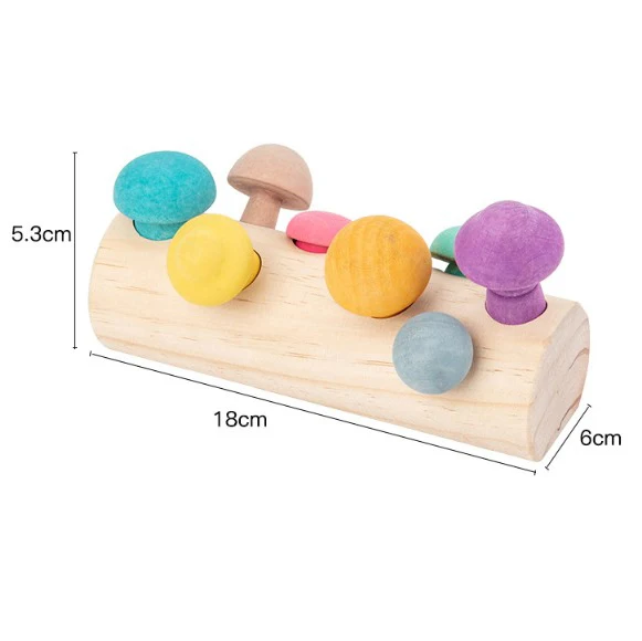 

Montessori Toys Baby Wooden Colorful Mushroom Shape Size Sorting Game Kids Educational Materials Learning Fine Motor Skill Toys