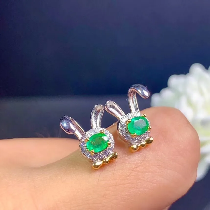 Женские серьги из серебра 925 пробы с натуральным изумрудом | Украшения и