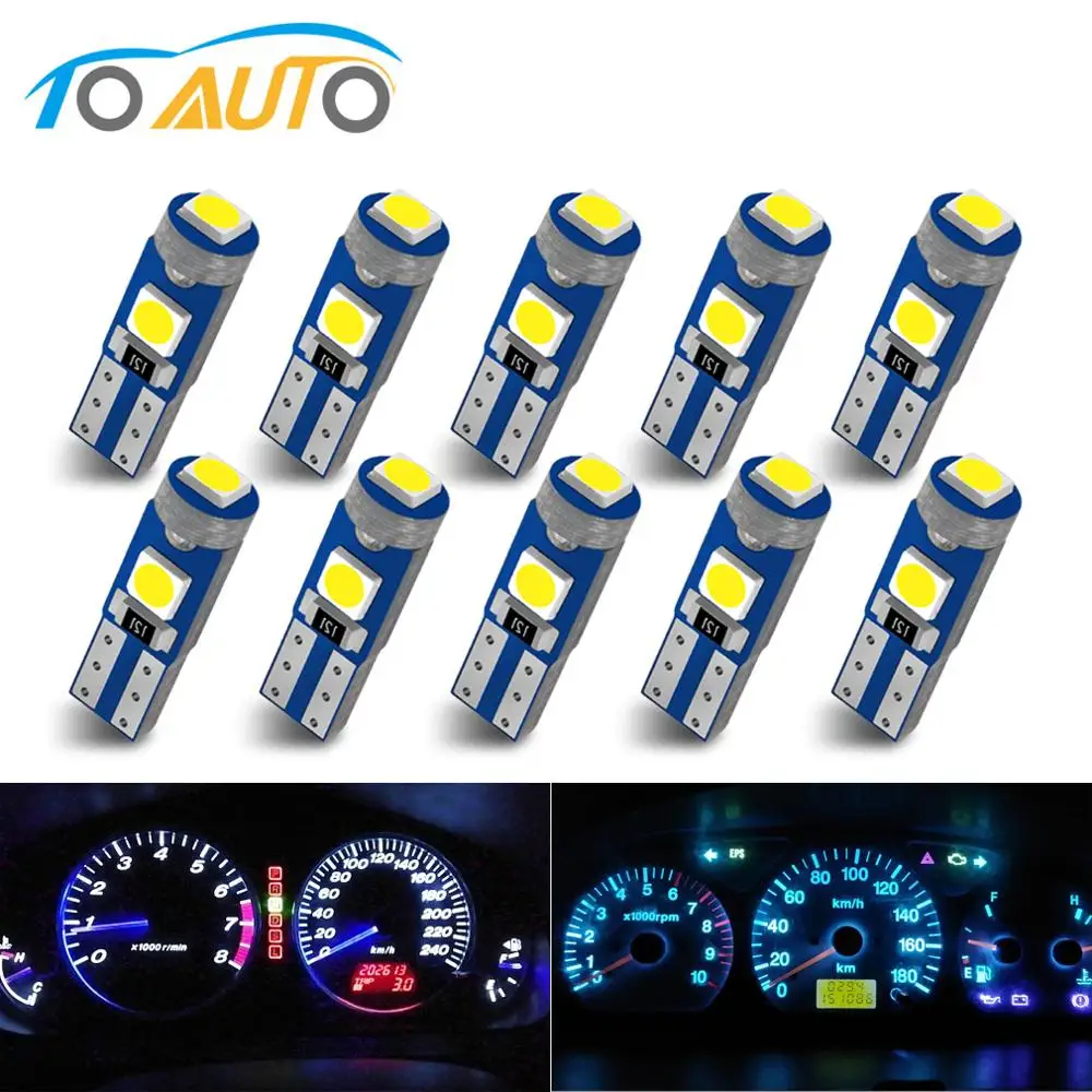 10 шт. T5 W3W W1.2W W2X2.6d 3030 светодиодная Автомобильная плата приборная панель лампа
