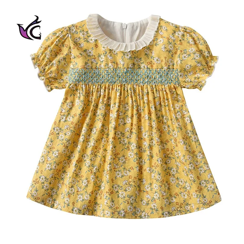 

Yg/Брендовая детская одежда юбка для маленьких девочек Новинка 2021 года, летняя юбка принцессы с короткими рукавами в стиле ретро платье с цве...