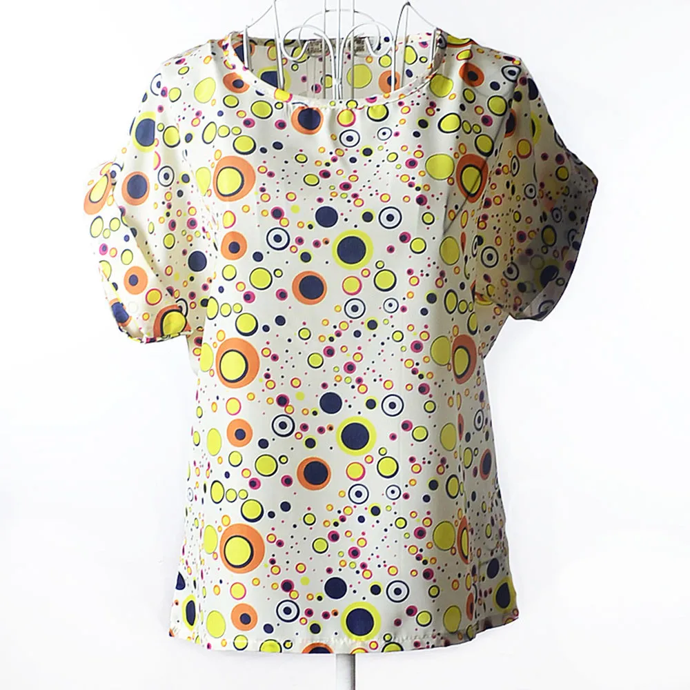 2019 womens tops and blouses Blouses Short Sleeve Casual Flower Print Tropical Chiffon Shirt блузка женская free deliveryD5 |