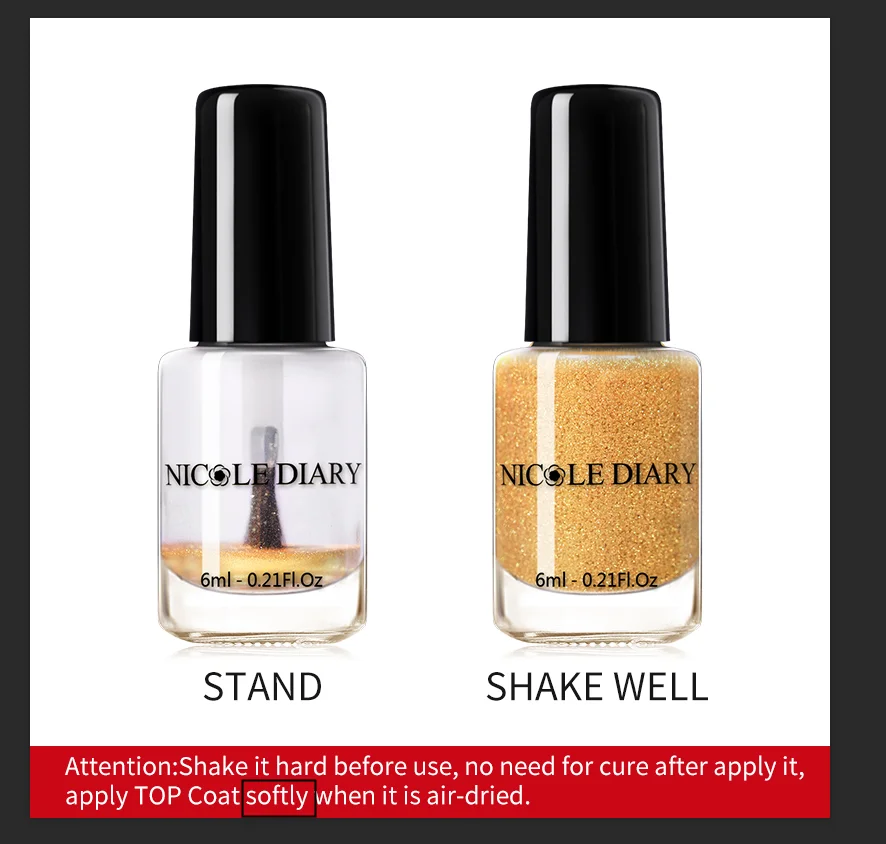 Цветной лак для ногтей NICOLE DIARY 6 мл акварельные мраморные чернила Блестящий