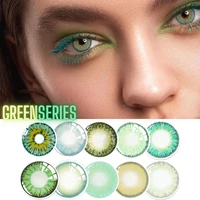 2Pcs Pair Green Series Colored Contact Lenses Eye Colors Lenses Contacts with Color Cosmetic Makeup Beauty Pupil