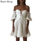 Модное Летнее белое платье на бретелях с бахромой; Подиумная Женская Сексуальная Блузка с открытыми плечами, платье в стиле пэчворк женские повязки вечерние платье для отдыха