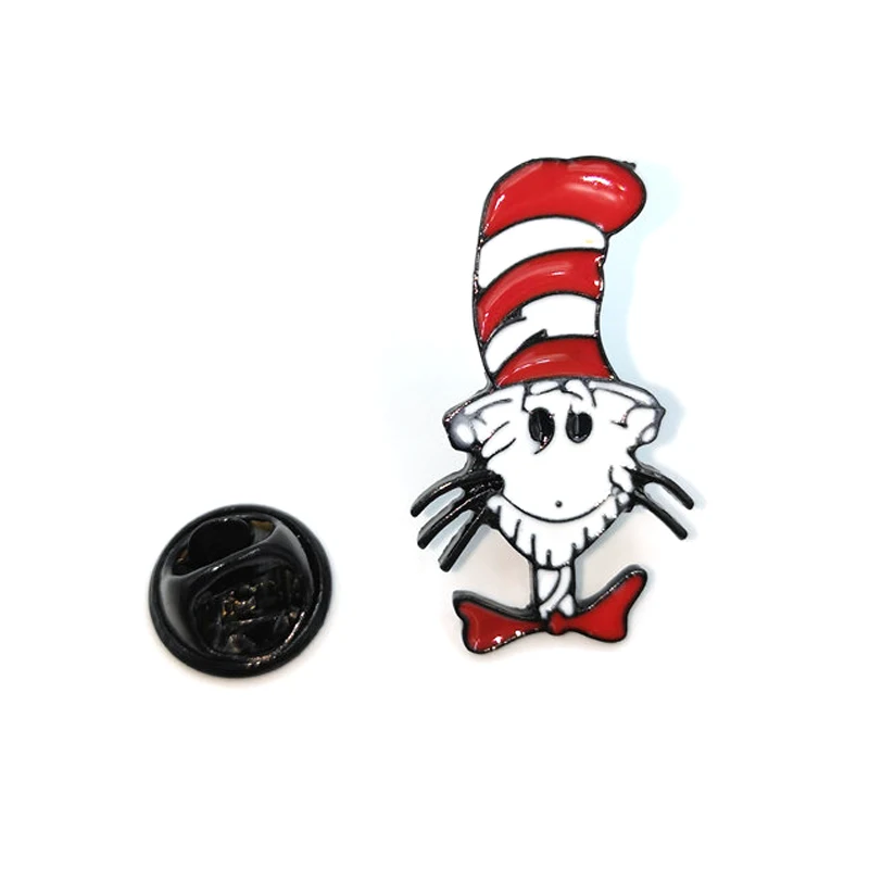 

Dr Seuss cat fashion vintage clothing Pins kids men women funny backpack clothes diy Enamel Brooches badge collar gifts