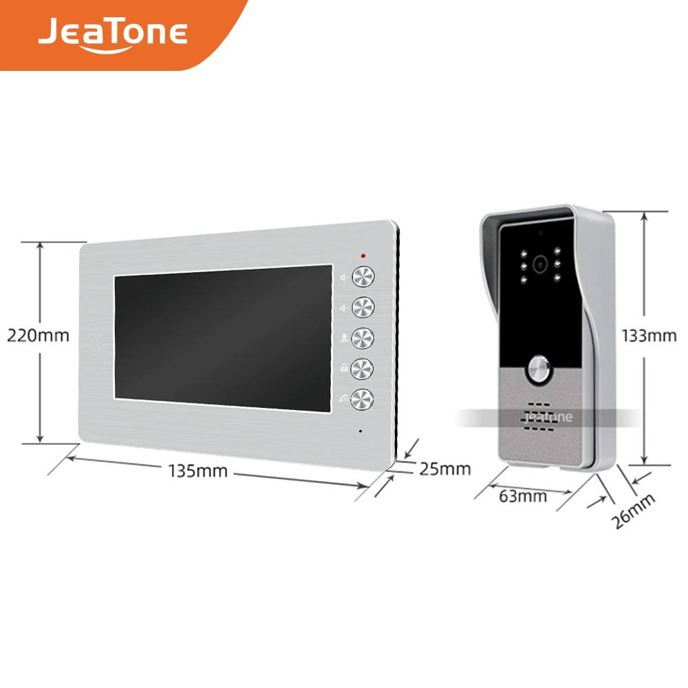 Jeatone 7 ''видео домофон 600TVL широкоугольный угол обзора/дневное и ночное видение