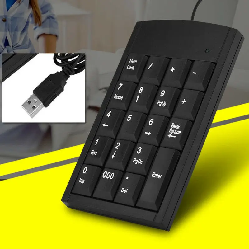 

Mini USB Keyboard 19 Keys USB Wired Numeric Keyboard Keypad Adapter for Laptop PC Windows 2000 XP Vista 7 or Millennium Edition