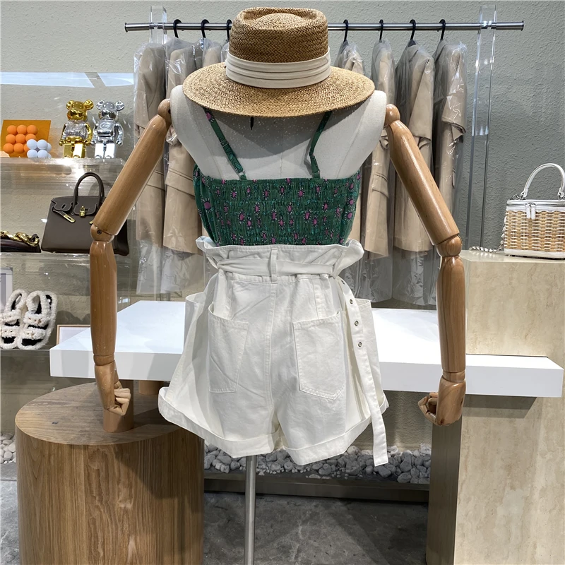 

Brand Original Design 2021 Trendy And Fashionable Bract High Waist Wide Leg Shorts Pocket Versatile Crimped Jeans Trousers