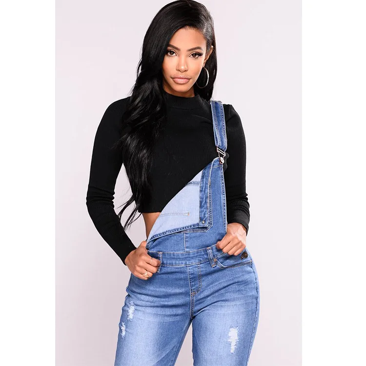 

Hot Selling Hot Selling Jeans Suspender Pants Women's with Holes Slimming Skinny Jeans Women's