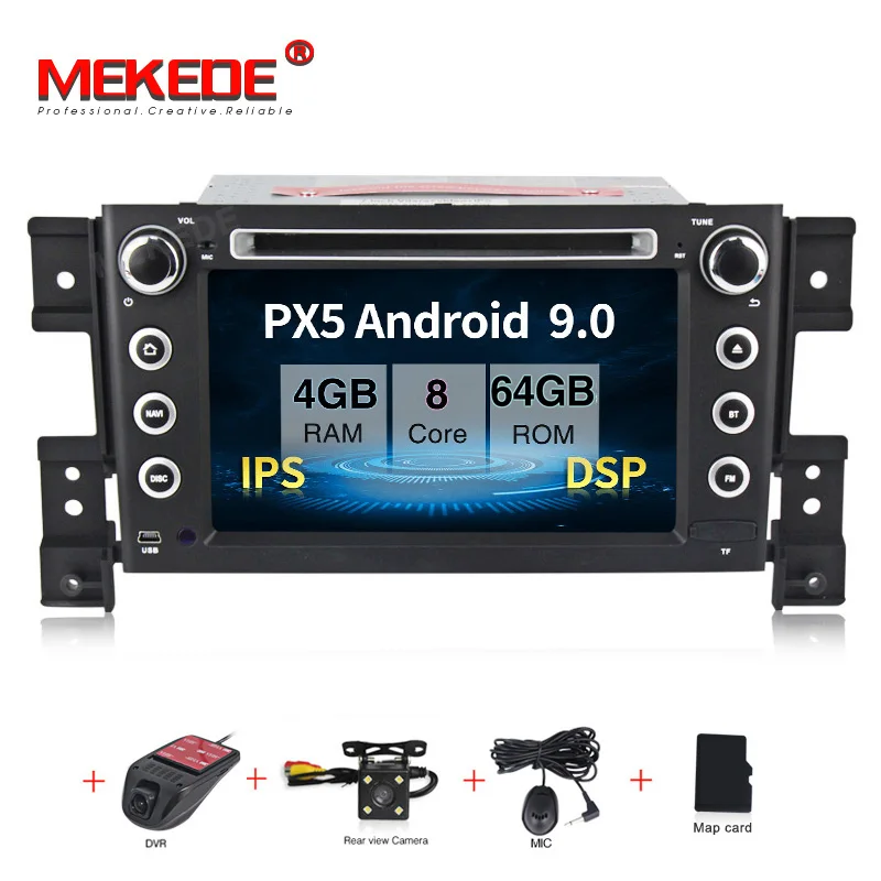 CAR DVD DVR HD 2DIN DSP ips Android 9,0 4G Автомобильный gps 2 DIN dvd-плеер для SUZUKI GRAND VITARA 2007-2013 gps Радио стерео экран навигация - Цвет: CAR DVD DVR