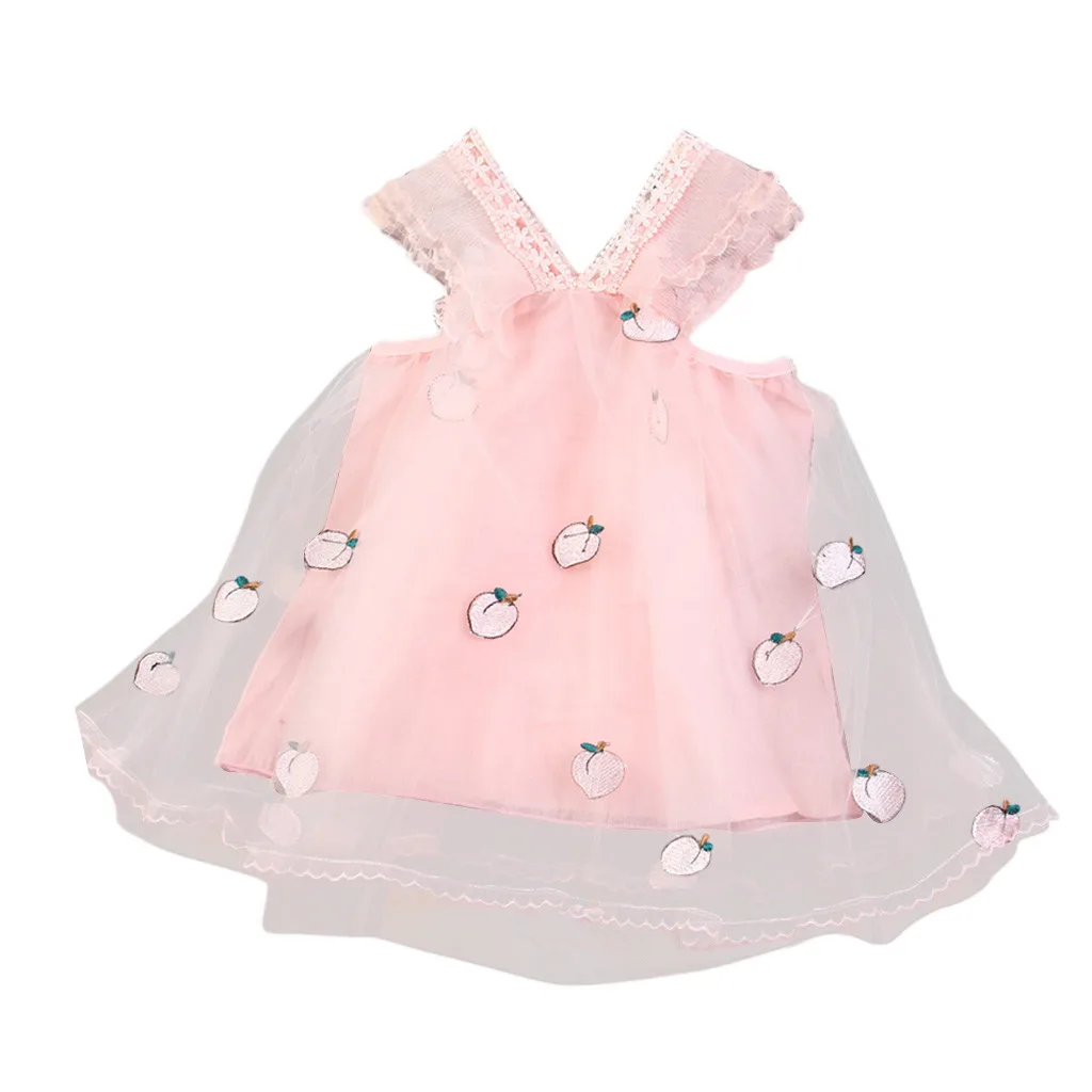 Фатиновое платье без рукавов с мультяшным принтом для маленьких девочек одежда