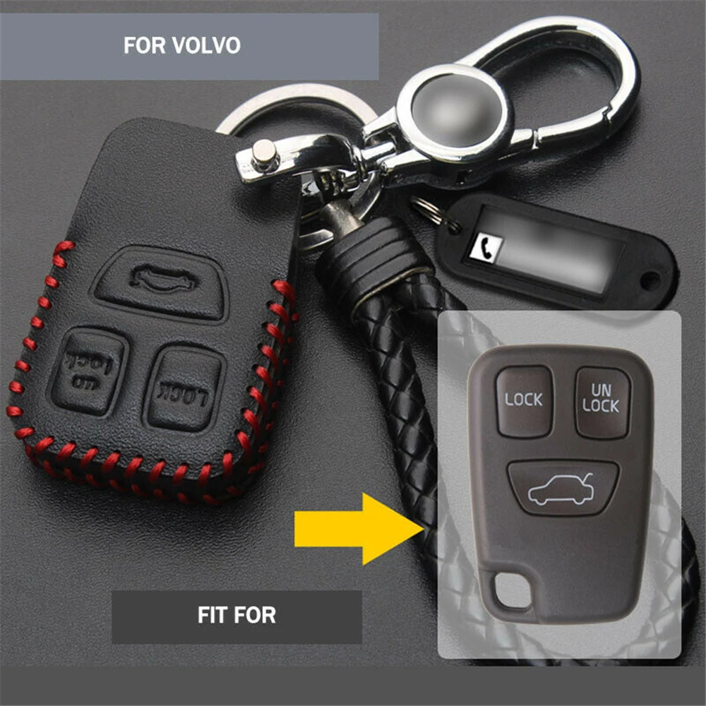 

Genuine Leather Remote Start Car Key Case Fob Shell Cover Protector Holder Auto Accessories For Volvo C70 S40 V40 1998-2005
