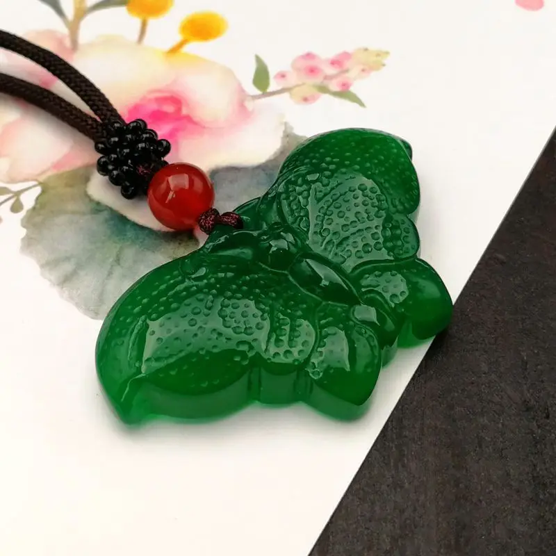 Модный зеленый нефритовый кулон с бабочкой ожерелье ювелирные изделия китайский