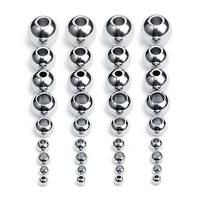 50pcs stainless steel round beads hole 1mm 1 5mm 2mm 3mm 4mm big hole loose spacer charm beads for jewelry making finding