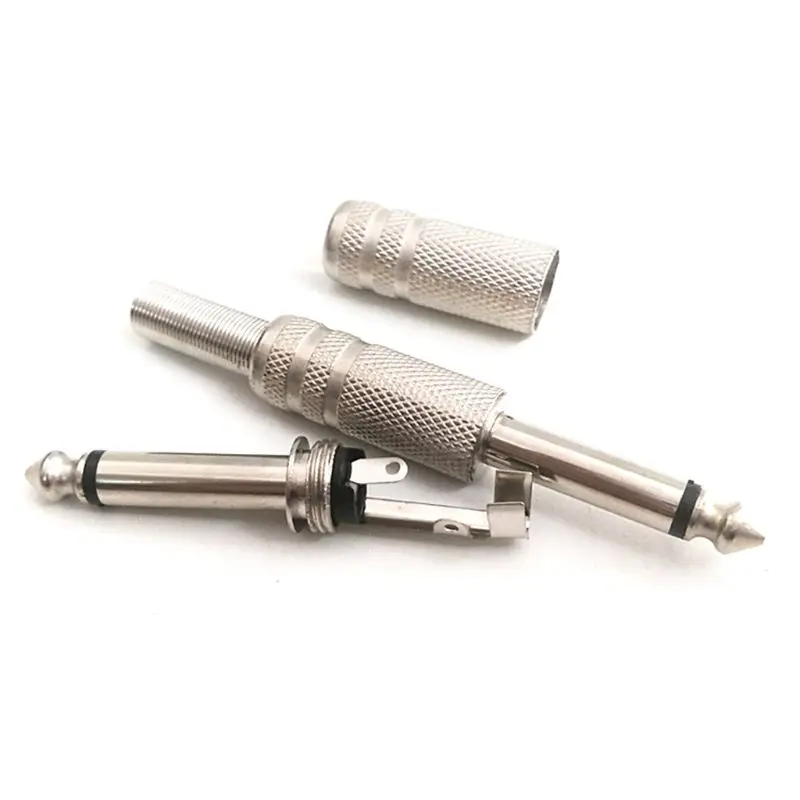 

10Pcs 1/4" Mono Jack 6.35mm Metal Male Monaural Cable Connector Plug