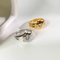 monlansher geometric flower shining cz stone heart crystal ring for women glossy brass rings daily trendy wedding rings jewelry