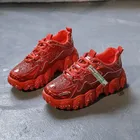 Женские массивные кроссовки размера плюс, обувь для бега на толстой подошве, блестящая Вулканизированная обувь, женские спортивные кроссовки на платформе, черные, красные
