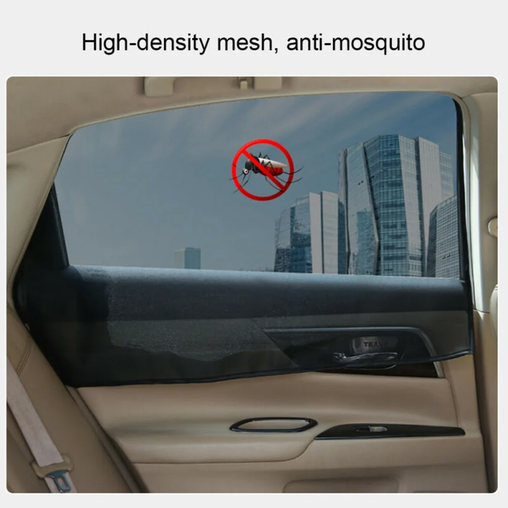 

Black Sunshade Curtain Visor Mesh Shield UV Protection Mesh Fabric Magnetic Front+Rear