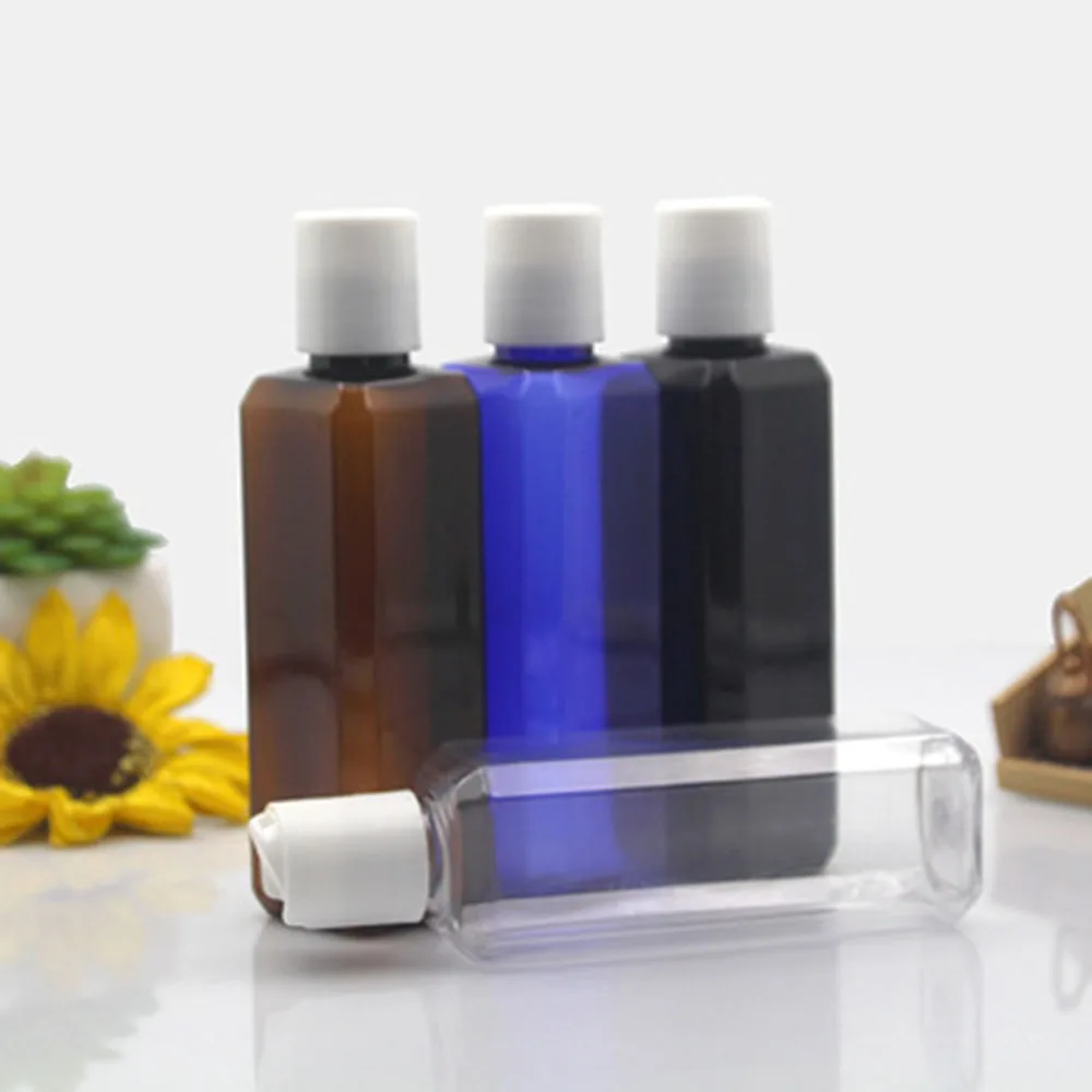 Новинка квадратная форма 100 мл флип топ крышка бутылка для жидкости прозрачная