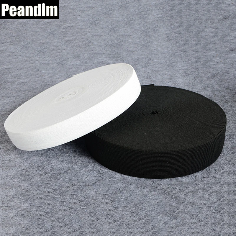 

PEANDIM 2.0 cm Width 20meters Black White Garment Sewing Accessories Elastic Webbing Band Sewing Elastic