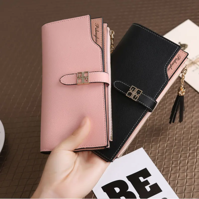 Новый женский длинный кошелек модная Большая вместительная сумочка с пряжкой