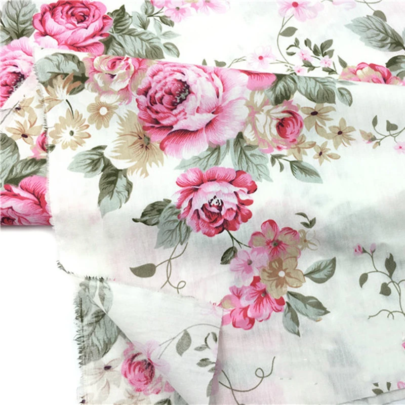 Pink Peony Cotton Fabric Dress Cloth For Quilting DIY Sewing Craft Material | Дом и сад