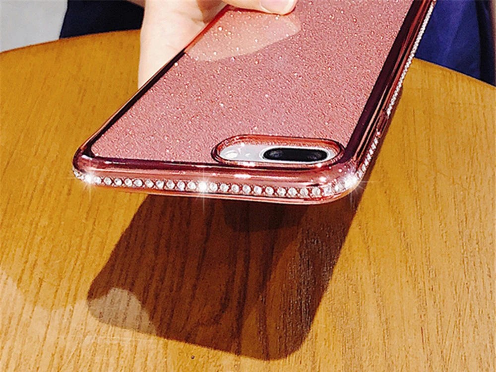 NFH Bling Rhinestone Бампер протектор чехол для iPhone 6 6S 7 8 Plus Модный Блестящий силиконовый задняя крышка Celular X на Xs XR XS Max