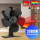 Черный вентилятор для камина 5 лезвий вентилятор для печи, работающий от тепловой энергии древесных бревен горелки эко тихий вентилятор Домашний Вентилятор для камина эффективное распределение тепла