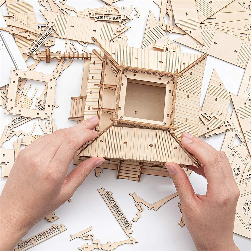 

Robotime Rolife 275pcs DIY 3D Five-storied Pagoda Wooden Puzzle Game Assembly Constructor Toy Gift for Children Teen Adult TGN02