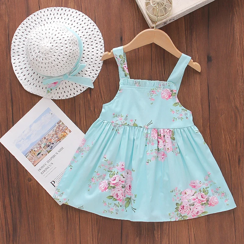 

Детское летнее платье без рукавов, с цветочным принтом